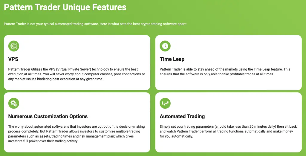 Robotrading Pattern Trader features